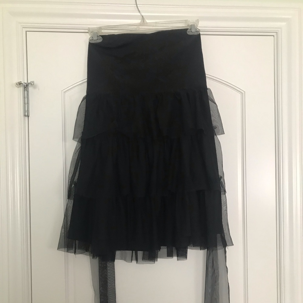 Black mini dress with lace layers